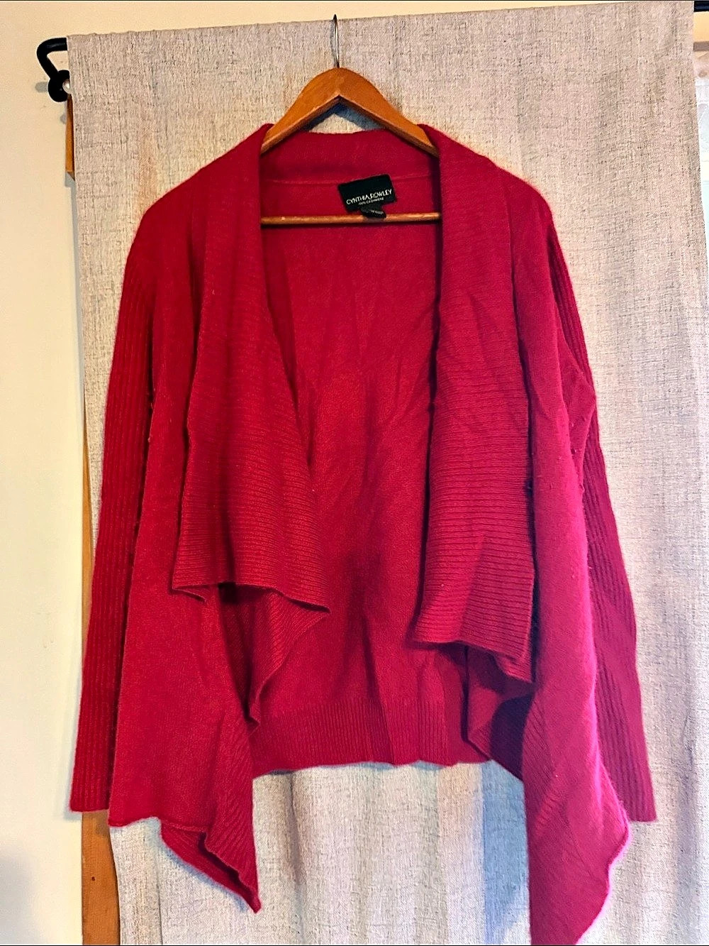 Cynthia Rowley Cashmere Draped Cardigan in Red Size Large